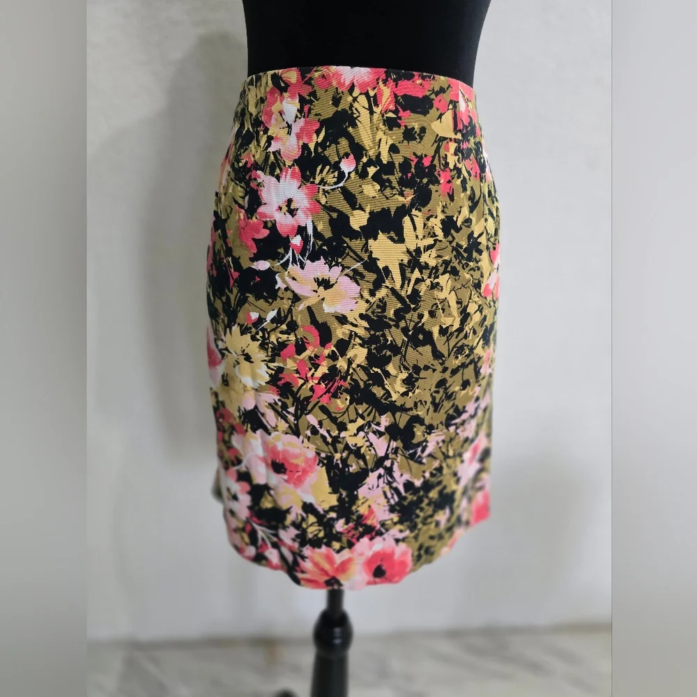 J Jill Woman's 12 Floral Cotton Blend‎ Pencil skirt